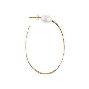 Pearl Teardrop Hoops Earrings - Gold - Nolan & Co