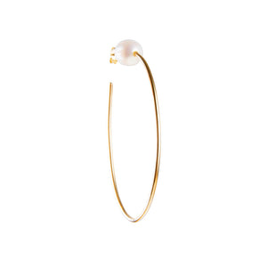 Pearl Teardrop Hoops Earrings - Gold - Nolan & Co