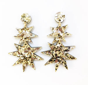 Gold Glitter Star Drop Earrings - Nolan & Co