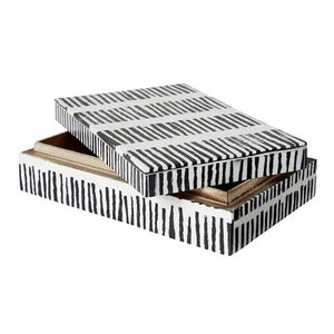 Black and White Stripe Resin Box - Rectangular