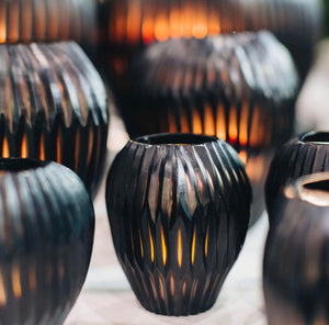 Linea Line Cut Glass Vase / Votive - Smoke - Various Sizes - Nolan & Co