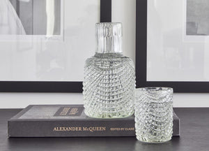 KAAWI MOUTH BLOWN & HAND CRAFTED CUT GLASS WATER CARAFE W/TUMBLER ~ SCALLOP CUT (FRILL) - Nolan & Co