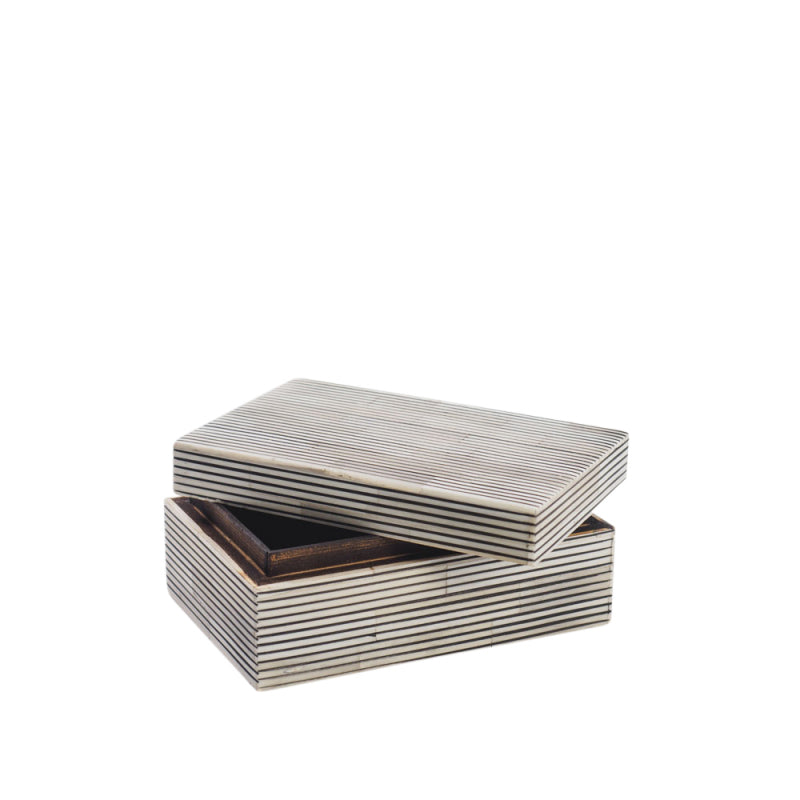Pin Stripe White & Black Bone Box - Rectangular - Nolan & Co